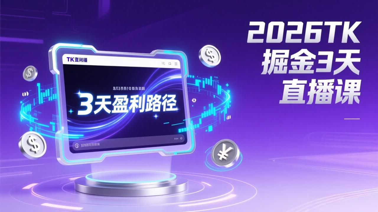 2026TK掘金直播课,起号涨粉+直播带货+商单变现+3天打通盈利路径,月入过万美金-灵感工坊云网创