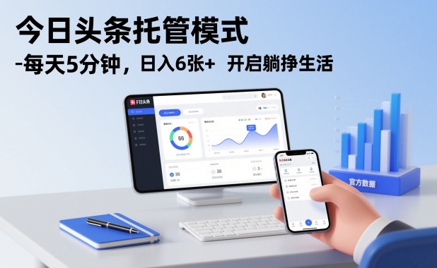 今日头条托管模式,每天5分钟,日入6张+,开启躺挣生活【揭秘】-灵感工坊云网创