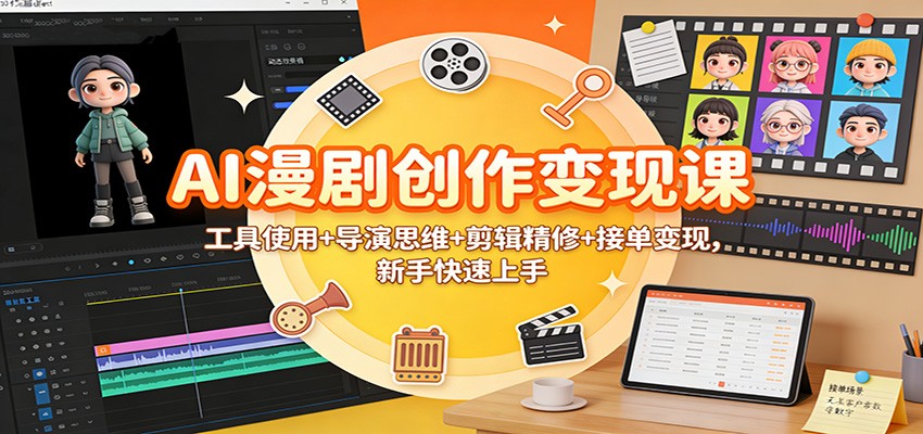 AI漫剧创作变现课:工具使用+导演思维+剪辑精修+接单变现,新手快速上手-灵感工坊云网创