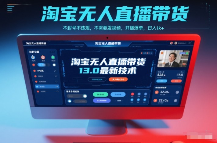 淘宝无人直播带货13.0最新技术,不封号不违规,不需要发视频,开播爆单,日入1k+【揭秘】-灵感工坊云网创