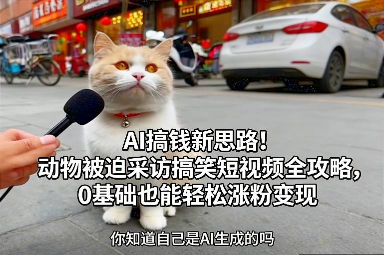 AI搞钱新思路!动物被迫采访搞笑短视频全攻略,0基础也能轻松涨粉变现-灵感工坊云网创