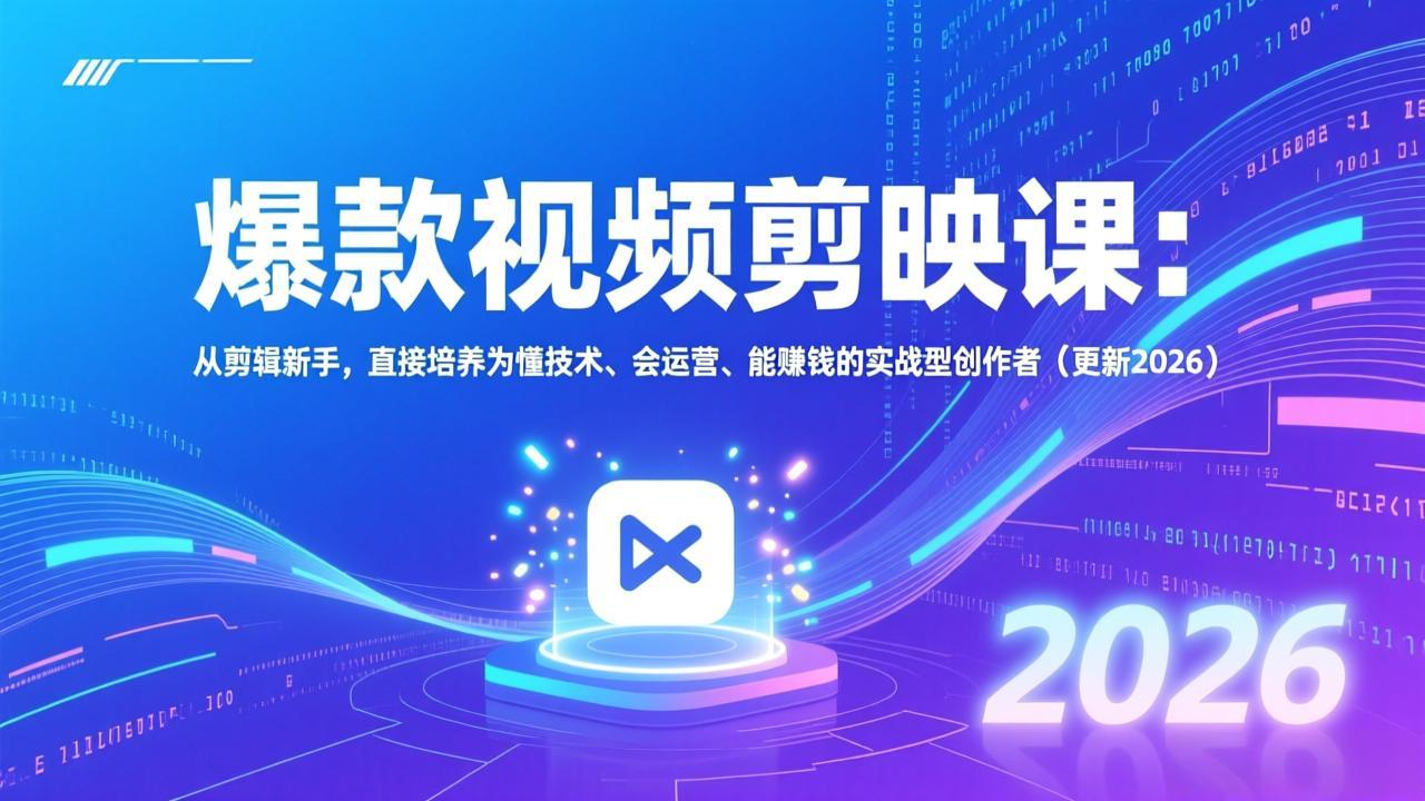 爆款视频剪映课:从剪辑新手,直接培养为懂技术、会运营、能赚钱的实战型创作者(更新2026-灵感工坊云网创