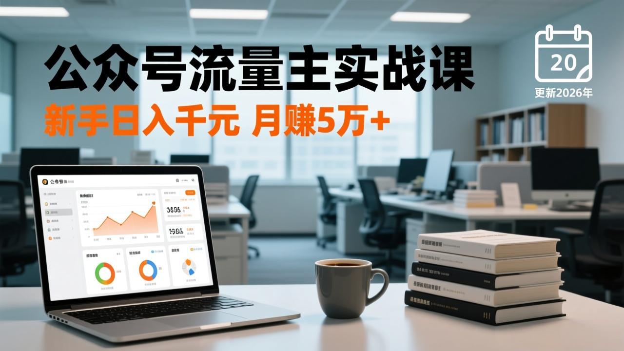 公众号流量主实战课,爆文写作、流量池运营、多平台分发,新手日入千元月赚5万+更新2026年-灵感工坊云网创