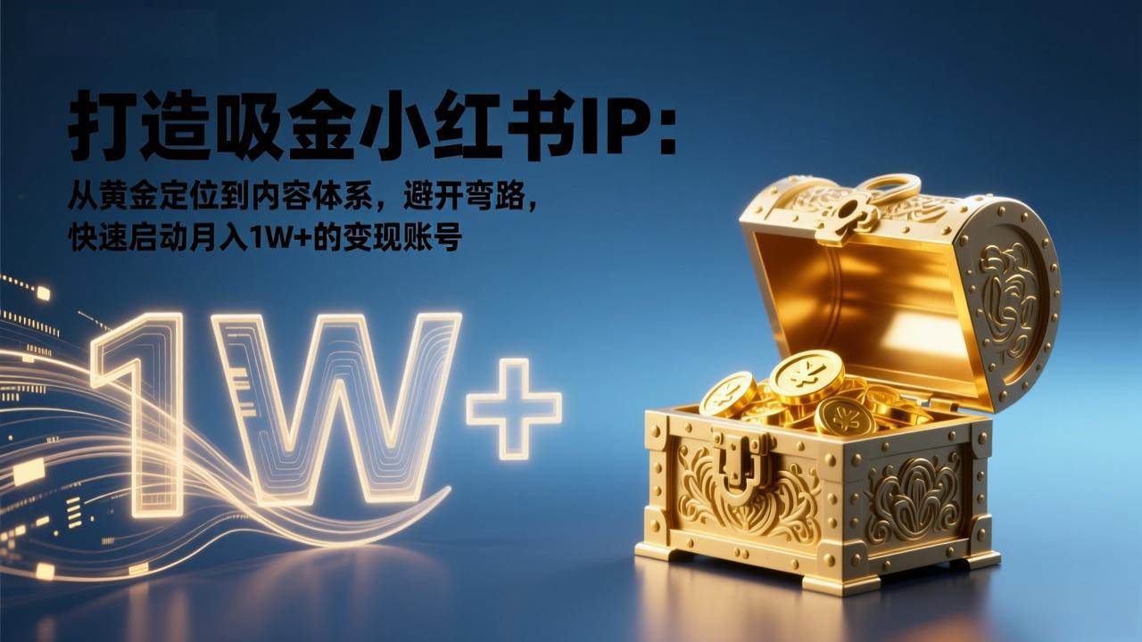 打造吸金小红书IP:从黄金定位到内容体系,避开弯路,快速启动月入1W+的变现账号-灵感工坊云网创