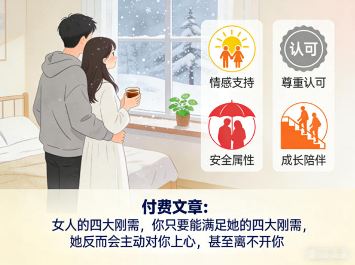 付费文章:女人的四大刚需,你只要能满足她的四大刚需,她反而会主动对你上心,甚至离不开你-灵感工坊云网创