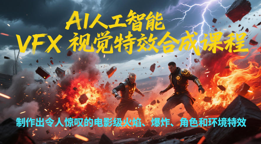 AI人工智能VFX视觉特效合成课程,制作出令人惊叹的电影级火焰、爆炸、角色和环境特效-灵感工坊云网创
