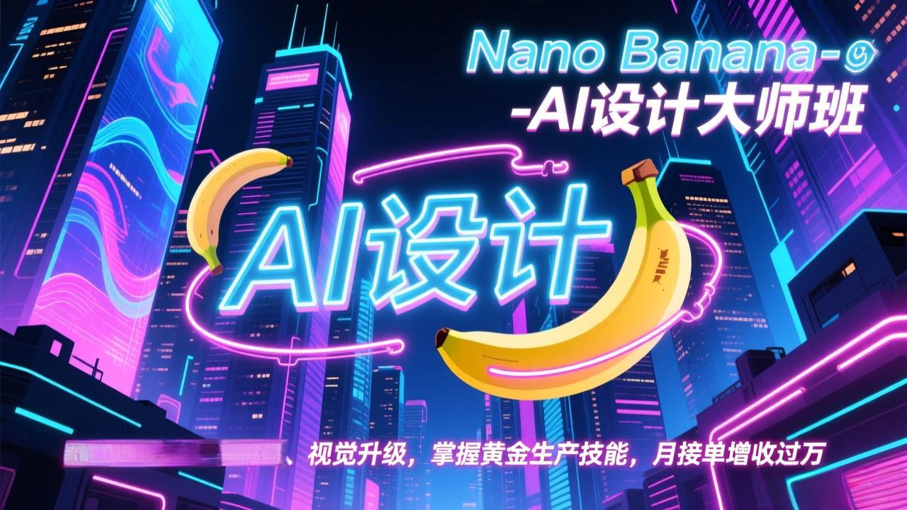 Nano Banana-AI设计大师班,修图合成、广告创作、视觉升级,掌握黄金生产技能,月接单增收过万-灵感工坊云网创