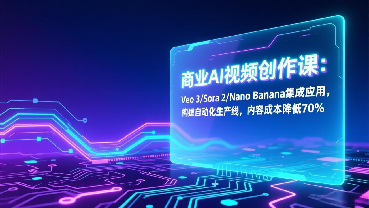 商业AI视频创作课:Veo 3/Sora 2/Nano Banana集成应用,构建自动化生产线,内容成本降低70%-灵感工坊云网创