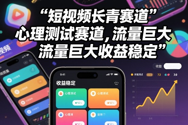 短视频长青赛道，心里测试赛道，流量巨大，收益稳定-灵感工坊云网创