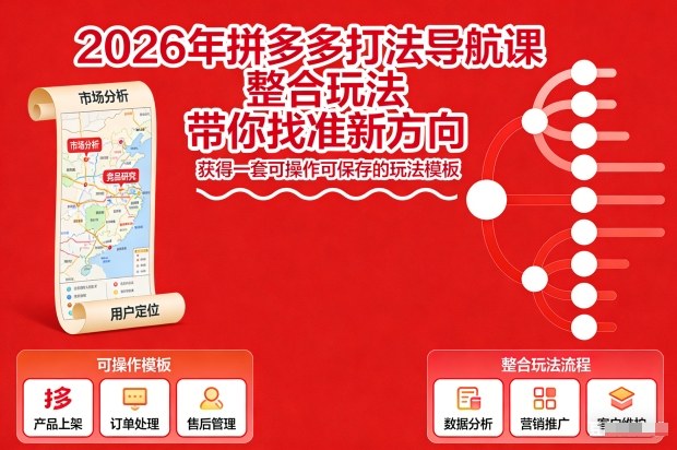 2026年拼多多打法导航课,整合玩法,带你找准新方向,获得一套可操作可保存的玩法模板-灵感工坊云网创