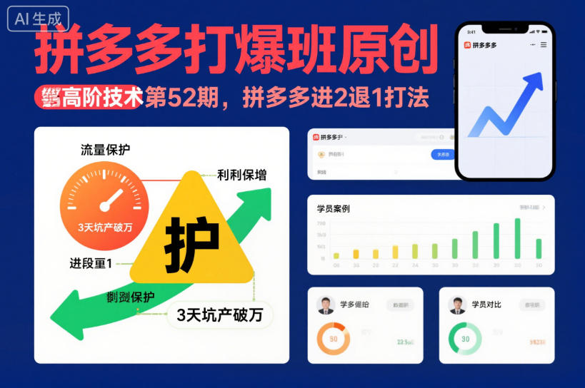 拼多多打爆班原创高阶技术第52期,拼多多进2退1打法-灵感工坊云网创