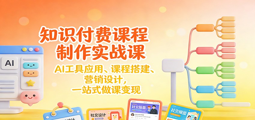知识付费课程制作实战课:AI工具应用 、课程搭建、营销设计,一站式做课变现-灵感工坊云网创
