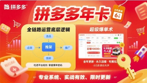 拼多多年卡,拼多多全链路运营底层逻辑,超级爆单术【更新26年1月】-灵感工坊云网创