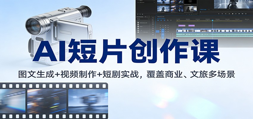 AI短片创作课:图文生成+ 视频制作+短剧实战,覆盖商业、 文旅多场景-灵感工坊云网创