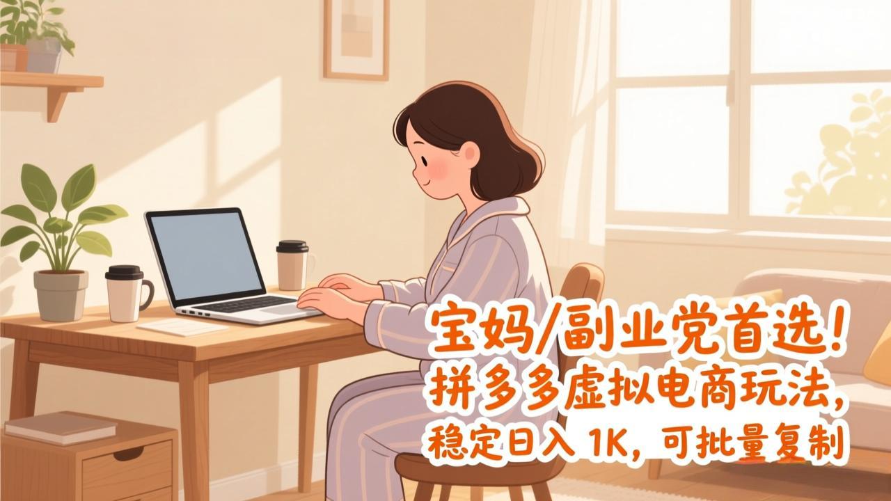 宝妈 / 副业党首选！拼多多虚拟电商玩法，稳定日入 1K，可批量复制-灵感工坊云网创