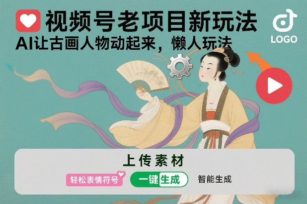 视频号老项目新玩法，AI让古画人物动起来，懒人玩法，附详细教程-灵感工坊云网创